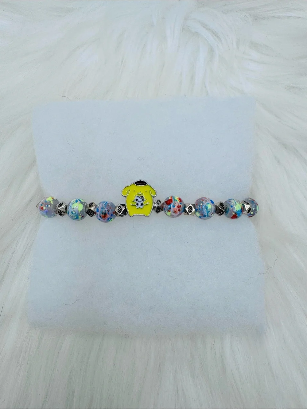 Colorful Beaded Stretch Pompompurin Charm-Bracelet